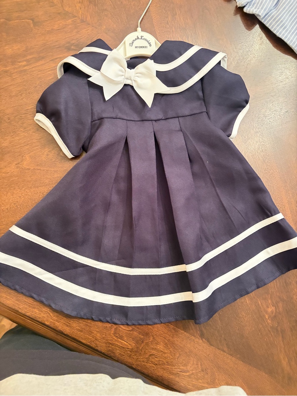 Classic Navy Sailor Dress for Girls with White Trim